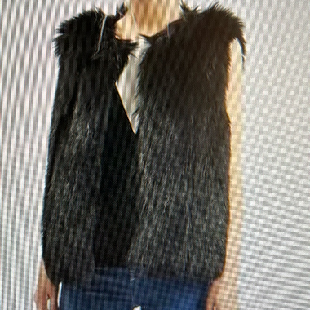 Topshop Black Faux Fur Vest US 2